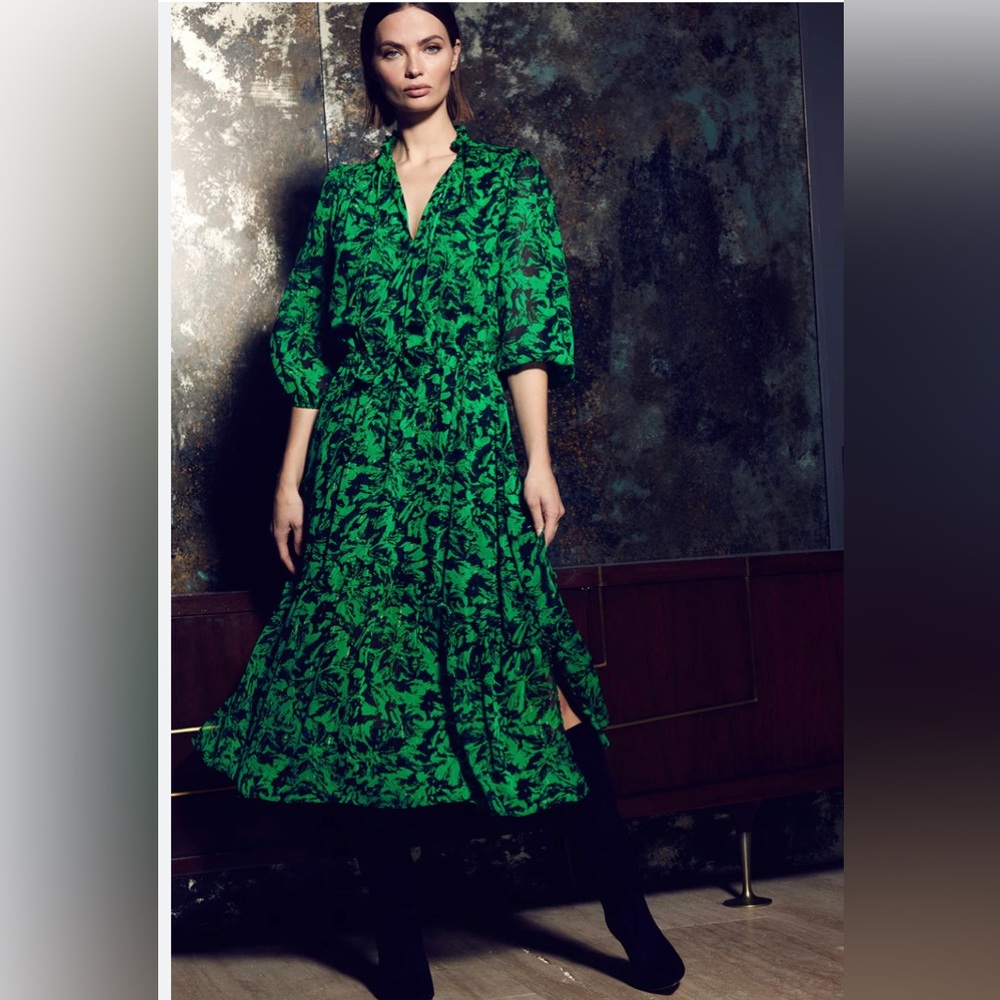 Misa Los Angeles Olivia Dress Emerald Abstract NWT - Picture 3 of 15